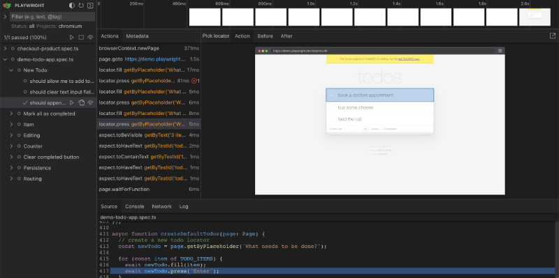 playwright ui mode trace log demo